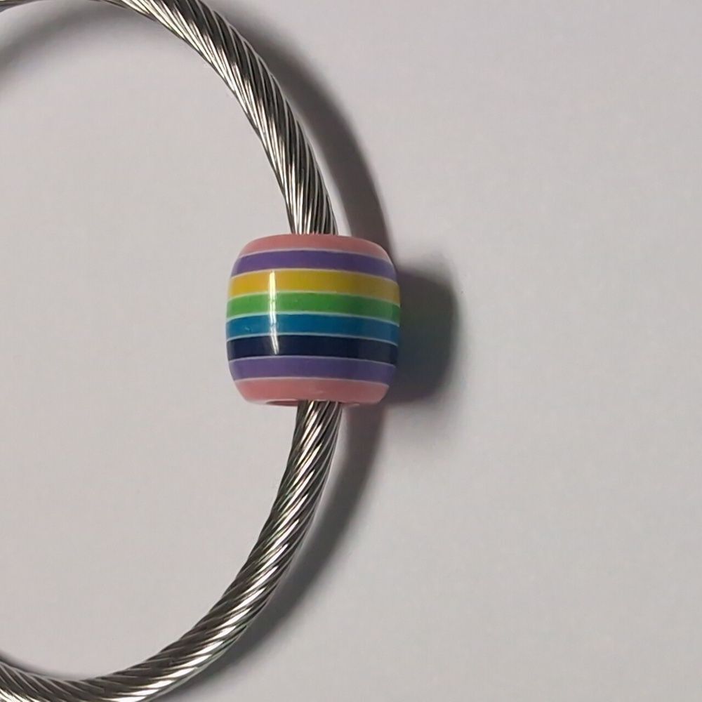 Multicolor Striped Charm for Pandora Style‎ Bracelet - Picture 2 of 4